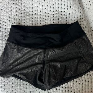 Sleek Black Foil Lululemon Women's Athletic Shorts